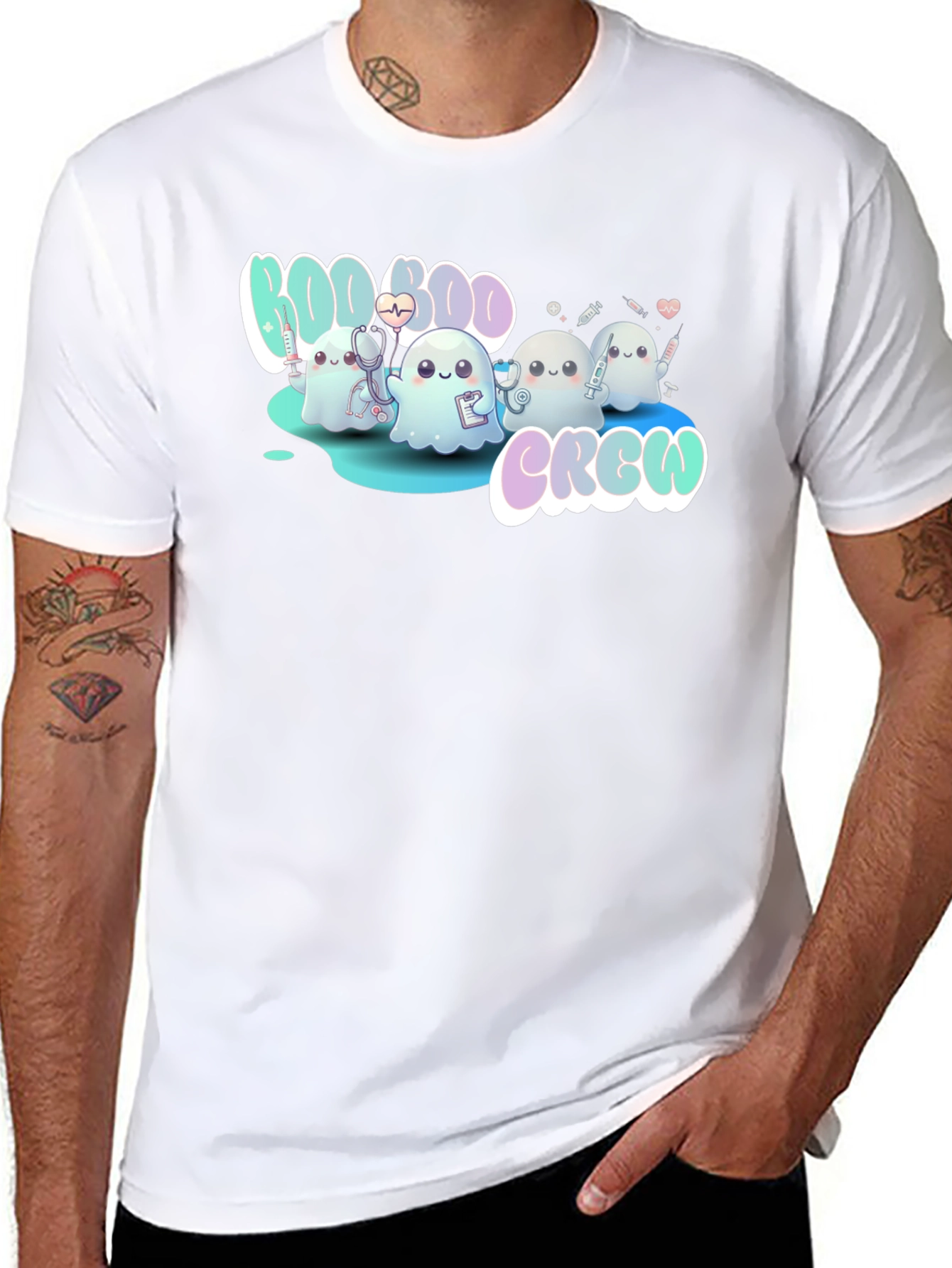 Boo Boo Crew Black T-Shirt Cute Ghost Nurse Tee