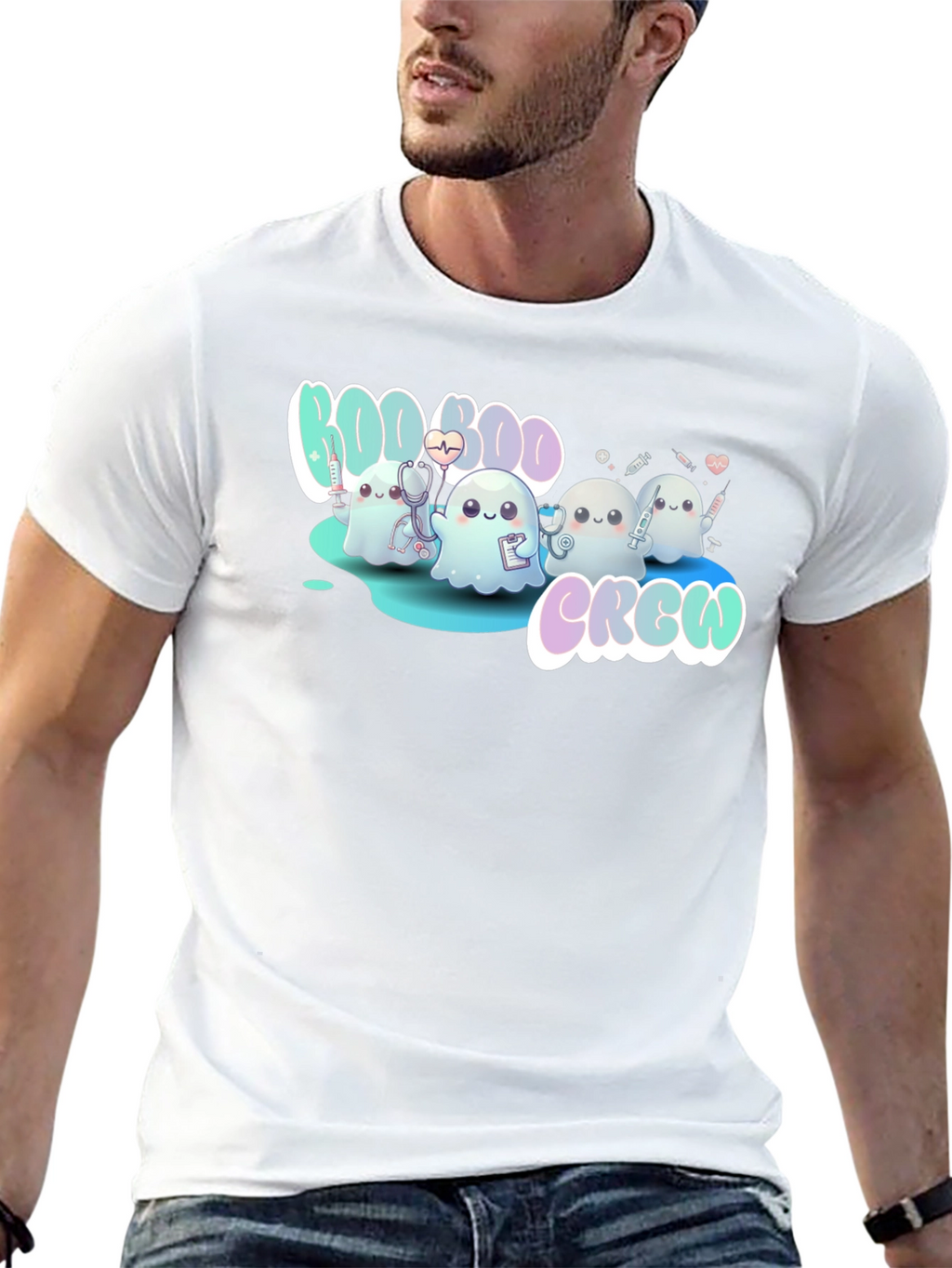 Boo Boo Crew Black T-Shirt Cute Ghost Nurse Tee