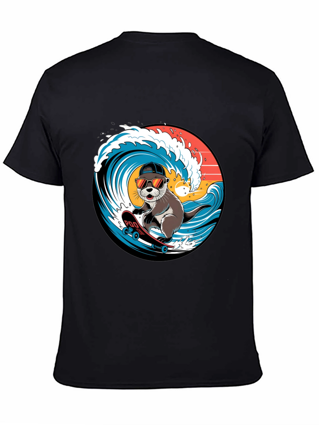 Cool Otter Skateboarder Graphic Tee