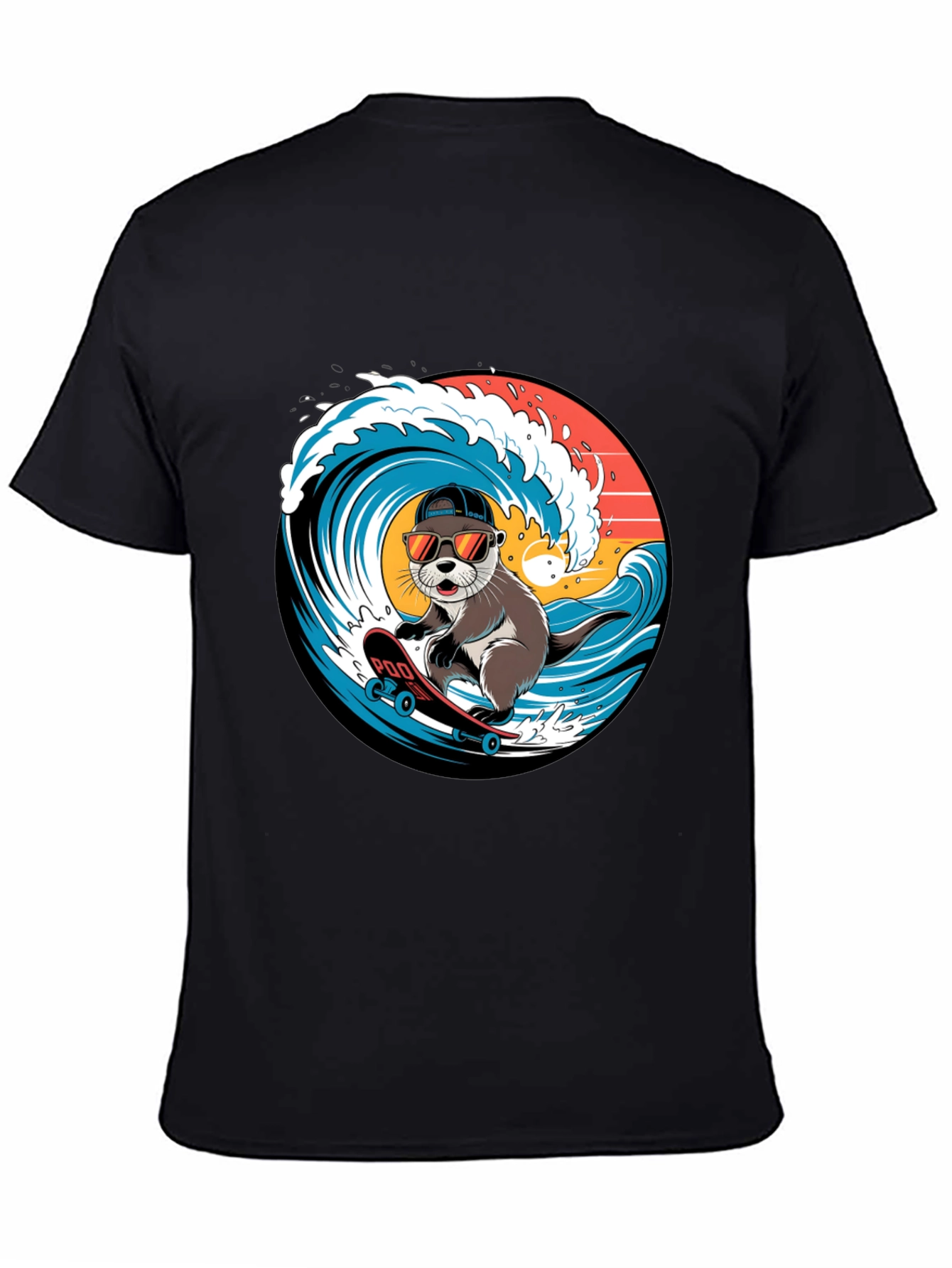 Cool Otter Skateboarder Graphic Tee
