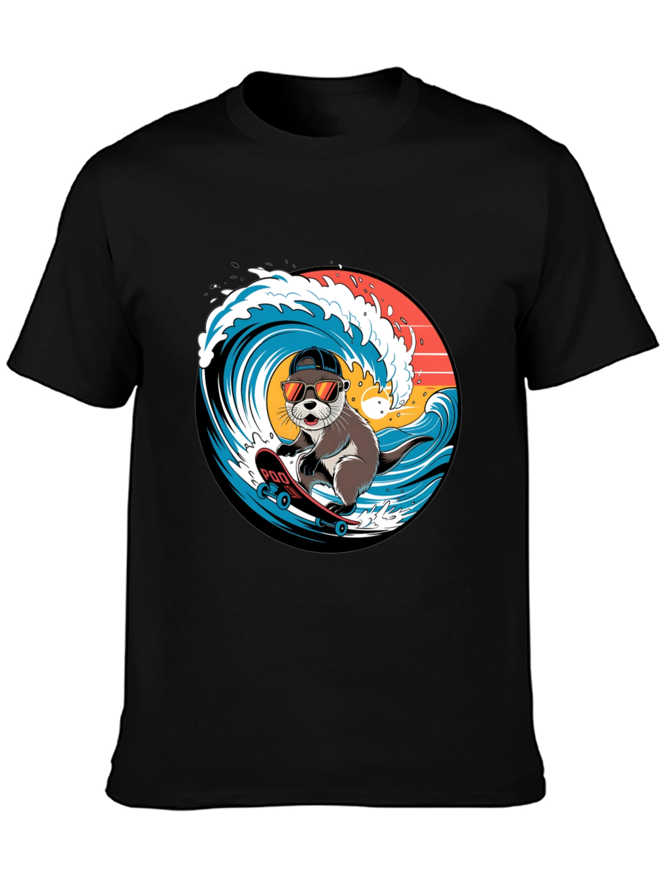Cool Otter Skateboarder Graphic Tee