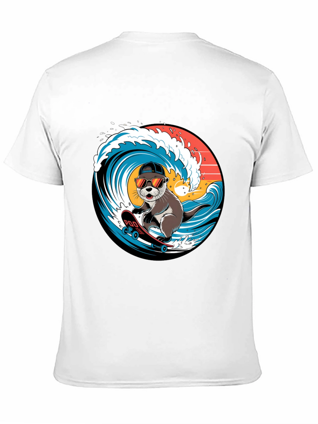 Cool Otter Skateboarder Graphic Tee
