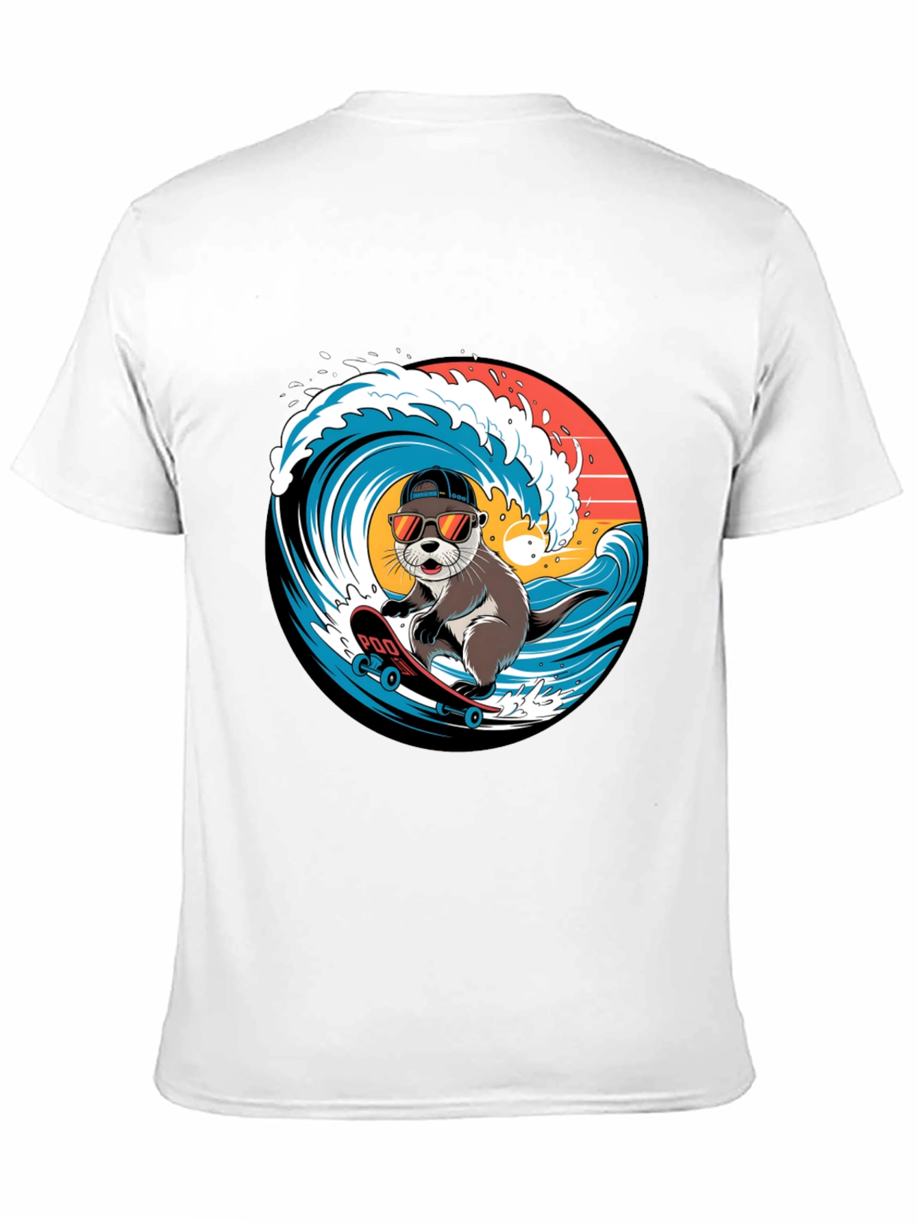 Cool Otter Skateboarder Graphic Tee