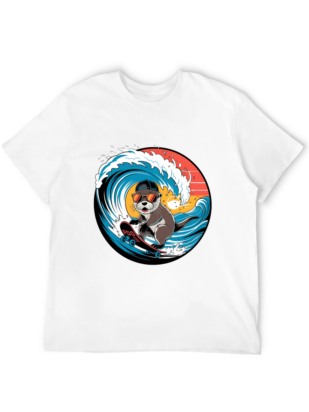 Cool Otter Skateboarder Graphic Tee