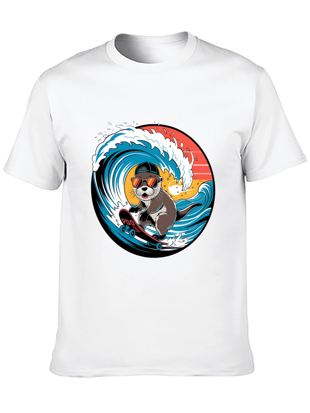 Cool Otter Skateboarder Graphic Tee