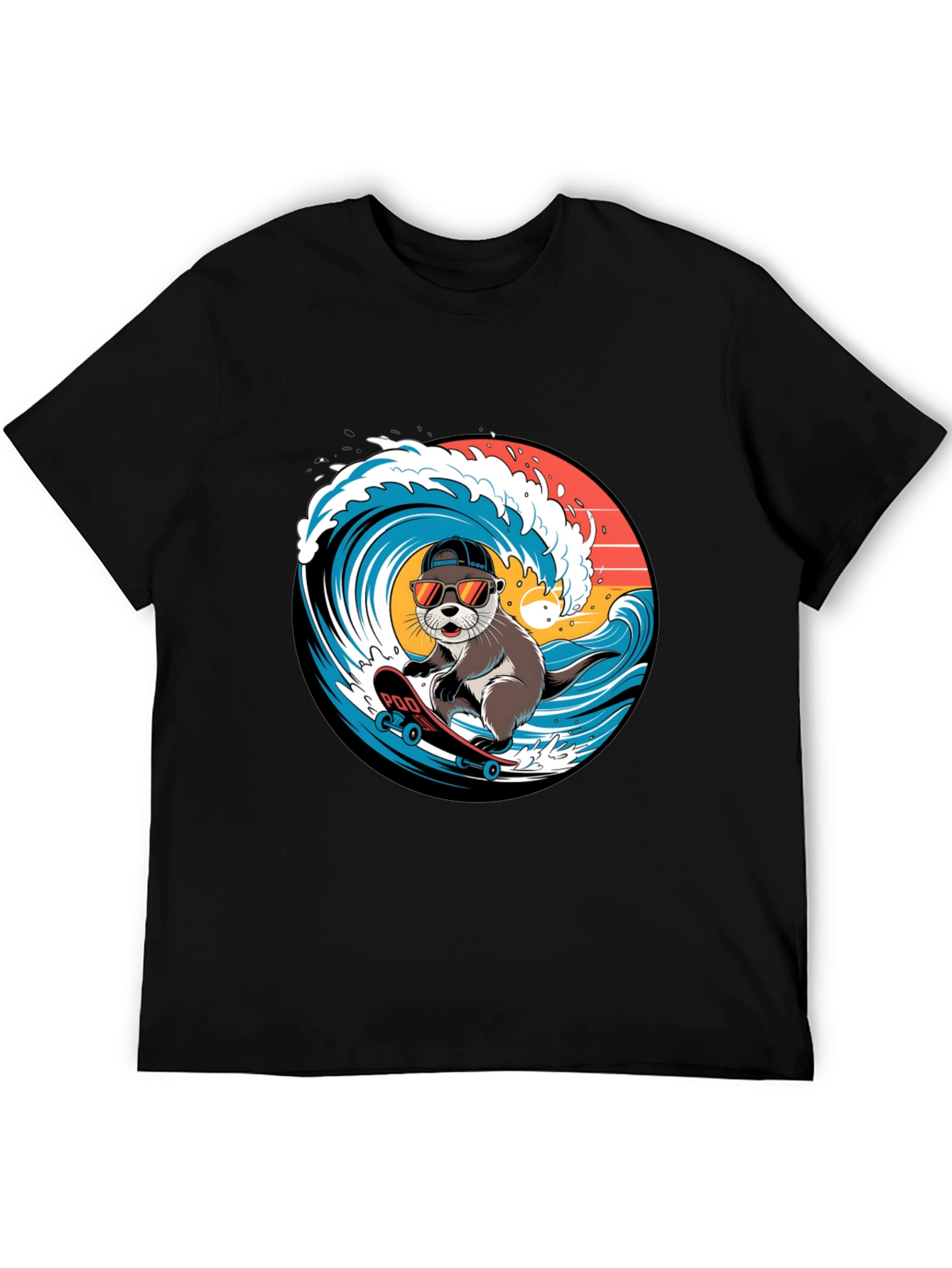 Cool Otter Skateboarder Graphic Tee