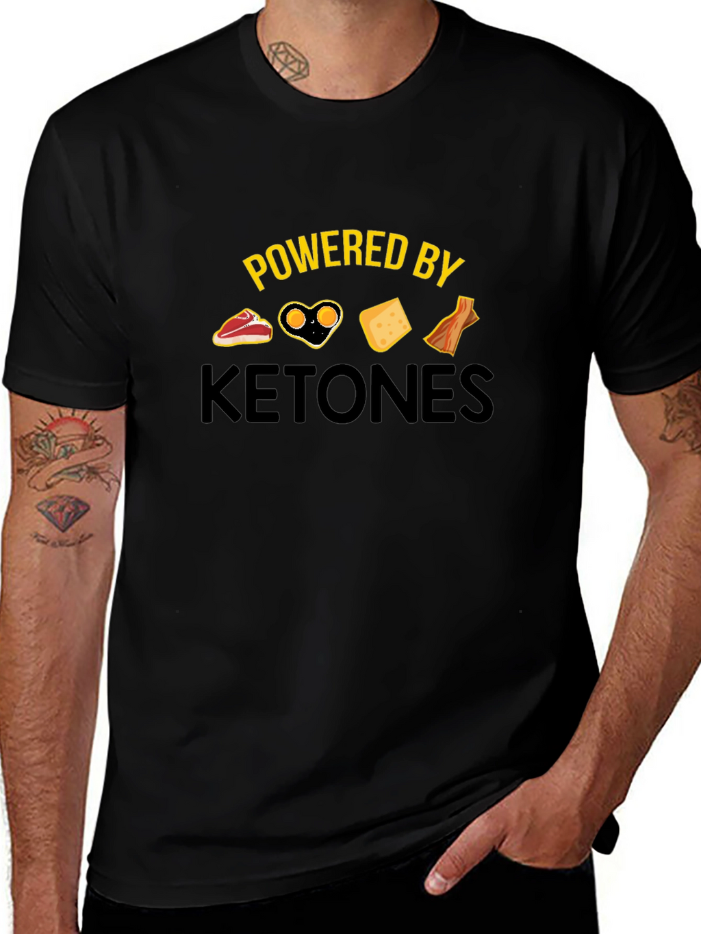 Powered by Ketones Black T-Shirt - Keto Diet Apparel