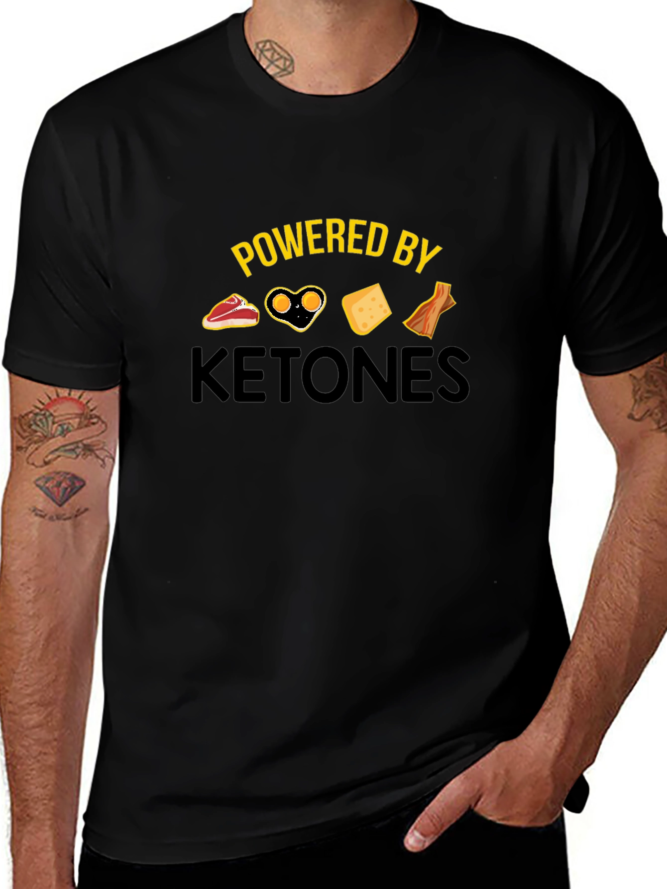 Powered by Ketones Black T-Shirt - Keto Diet Apparel