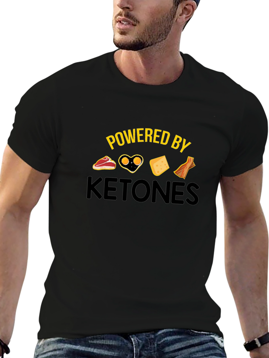 Powered by Ketones Black T-Shirt - Keto Diet Apparel