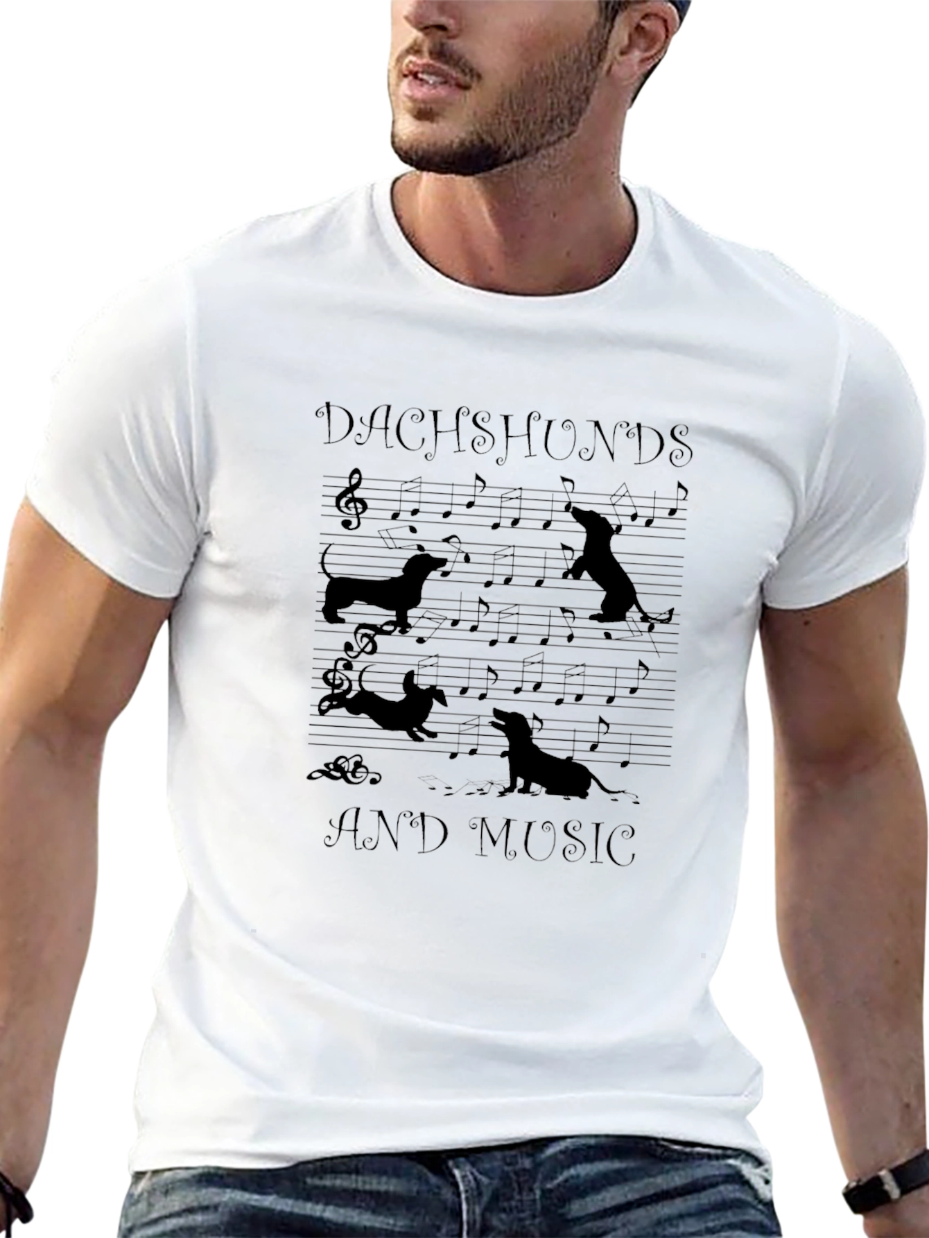 Dachshunds and Music Graphic Tee