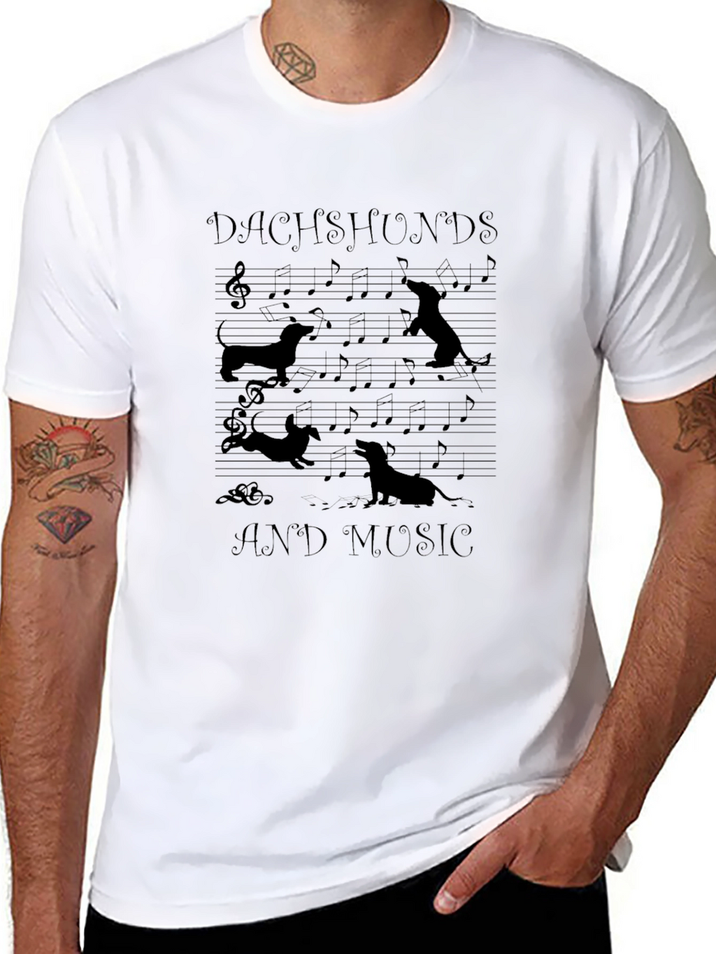 Dachshunds and Music Graphic Tee