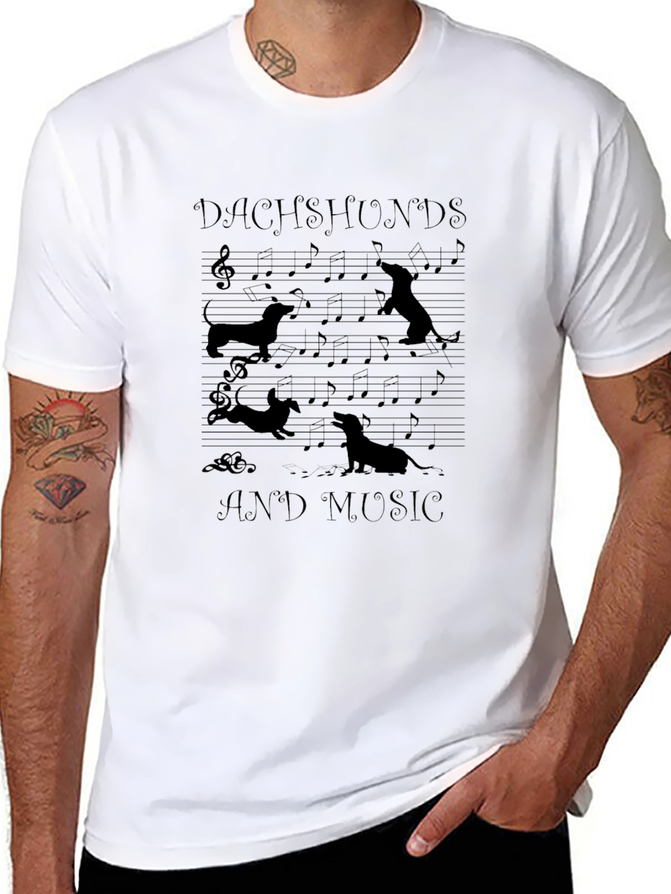 Dachshunds and Music Graphic Tee