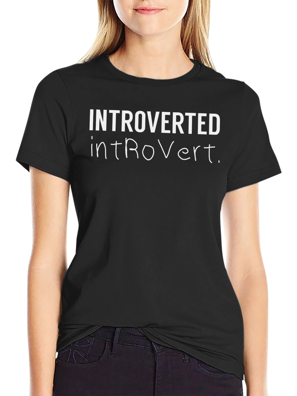Introverted Tee - Black Cotton Blend Casual Shirt