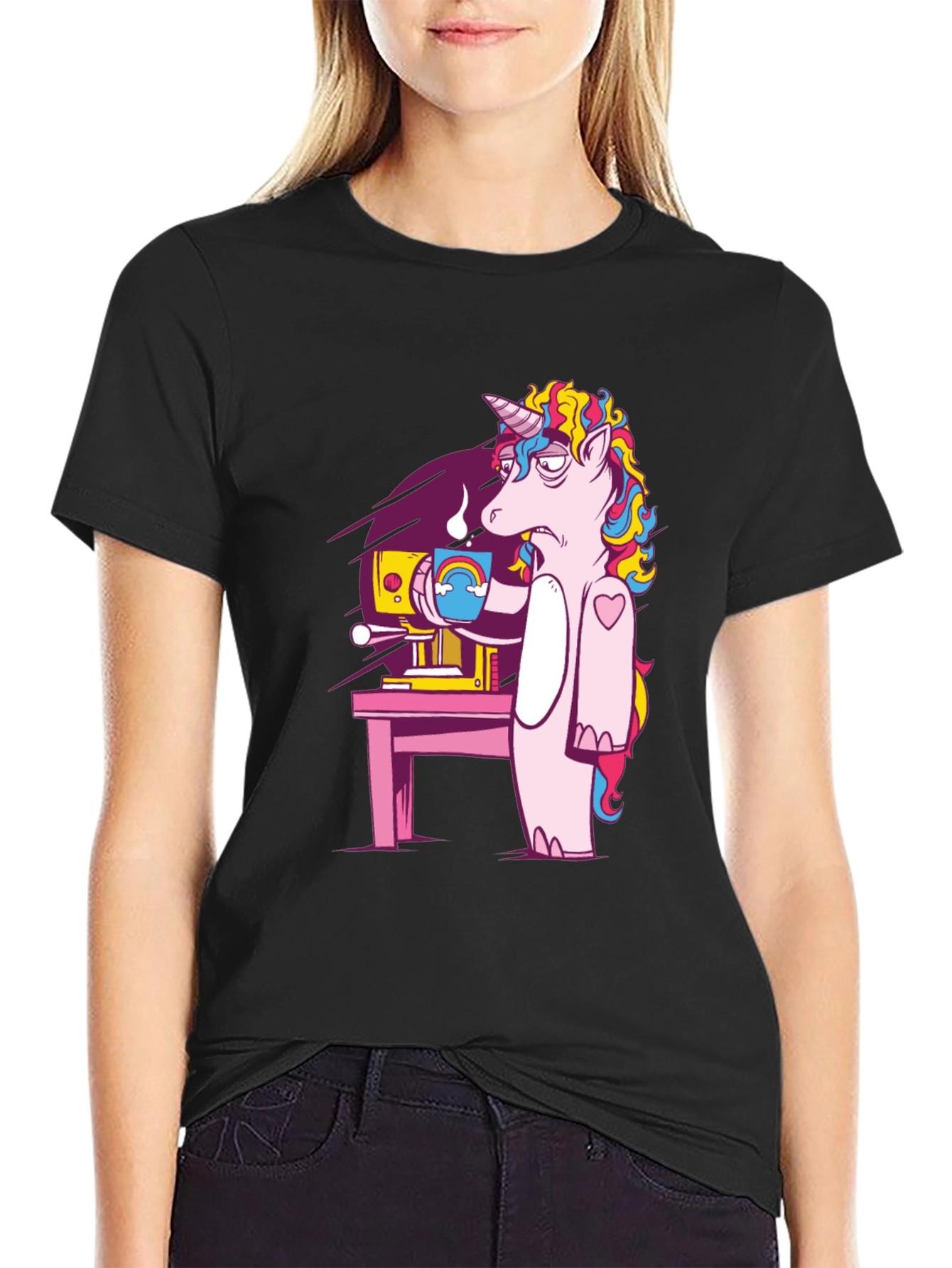 Unicorn Coffee Graphic Tee - Black