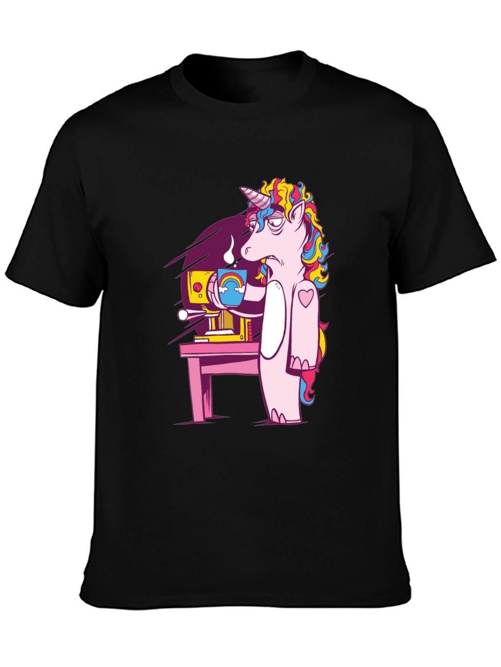 Unicorn Coffee Graphic Tee - Black