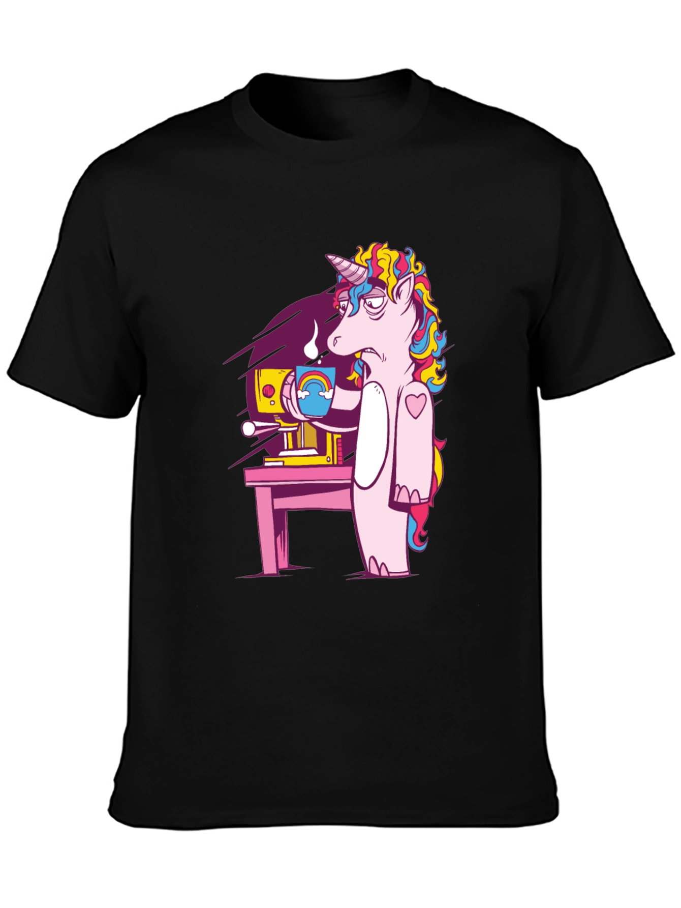 Unicorn Coffee Graphic Tee - Black