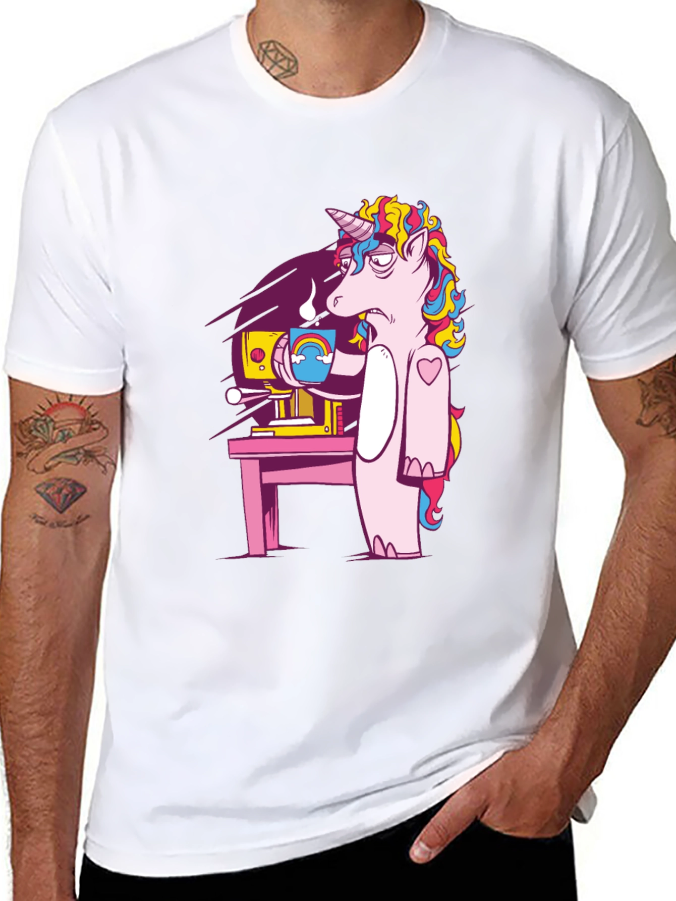 Unicorn Coffee Graphic Tee - Black
