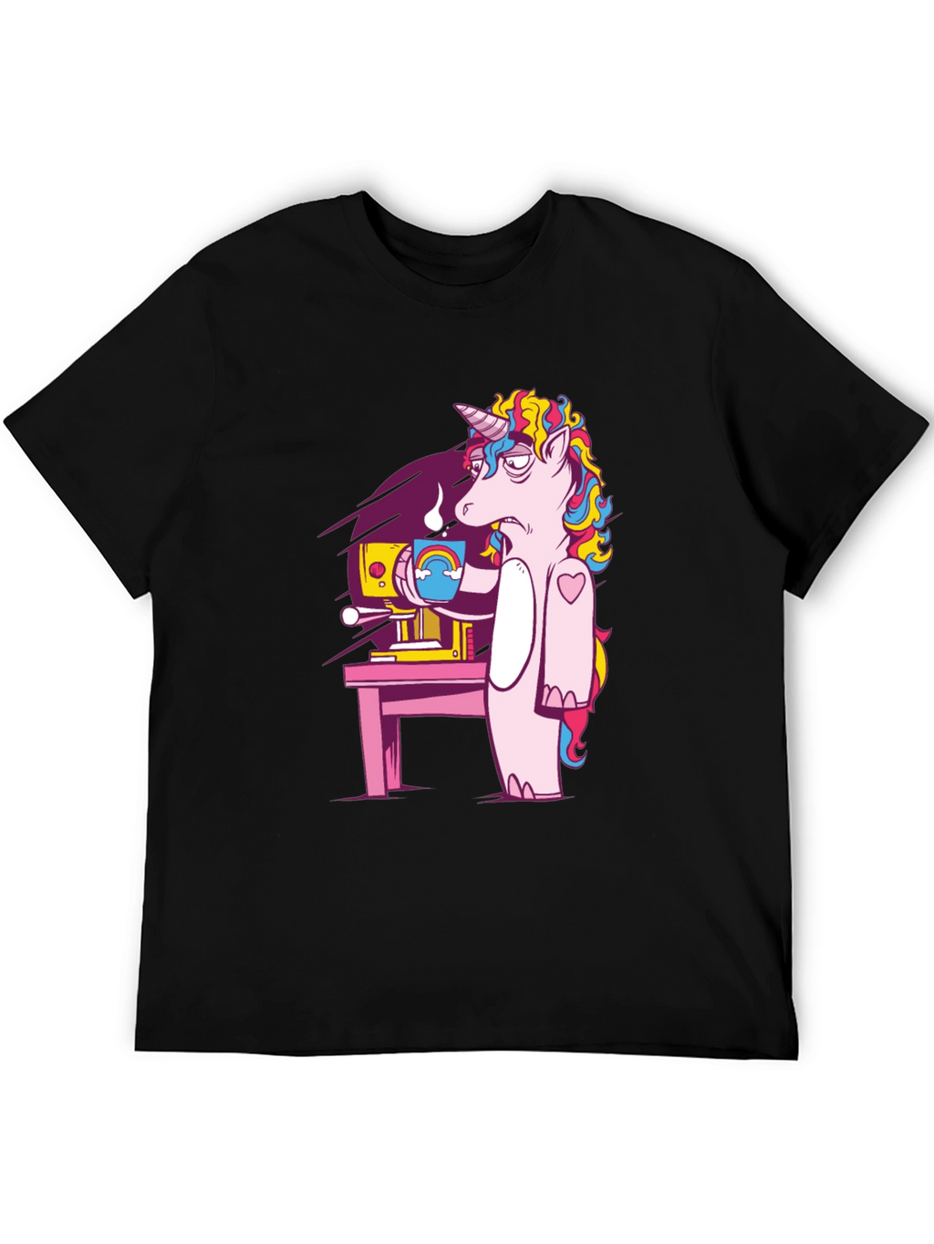 Unicorn Coffee Graphic Tee - Black