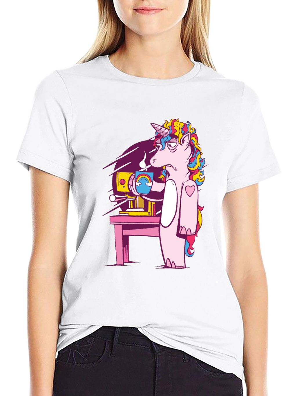Unicorn Coffee Graphic Tee - Black