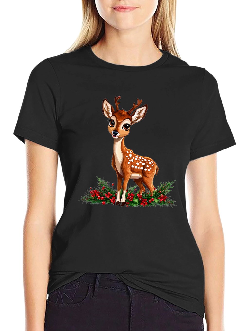Cute Fawn Graphic Tee - Holiday Season Ready