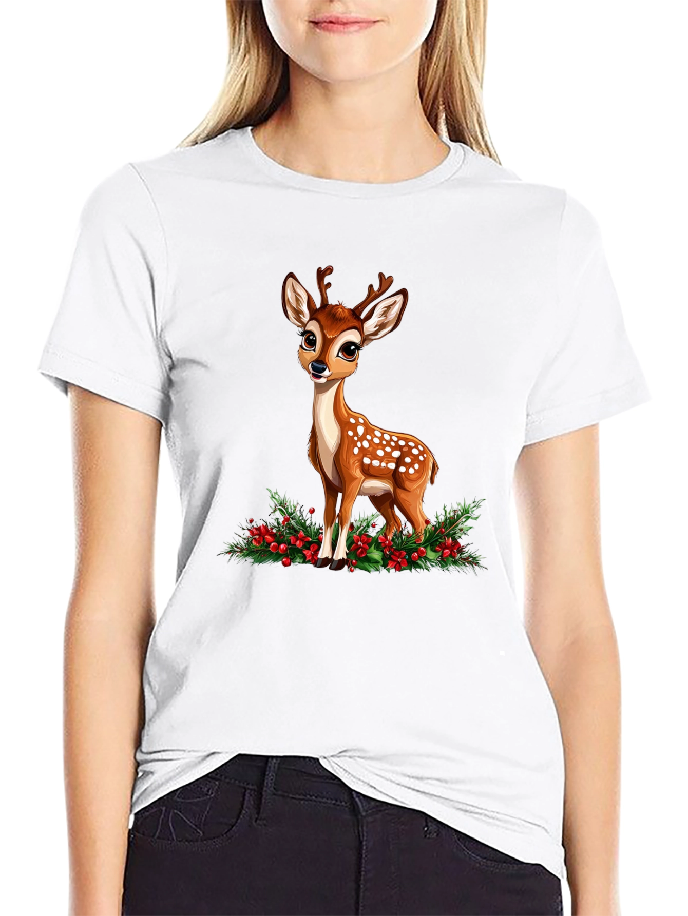 Cute Fawn Graphic Tee - Holiday Season Ready
