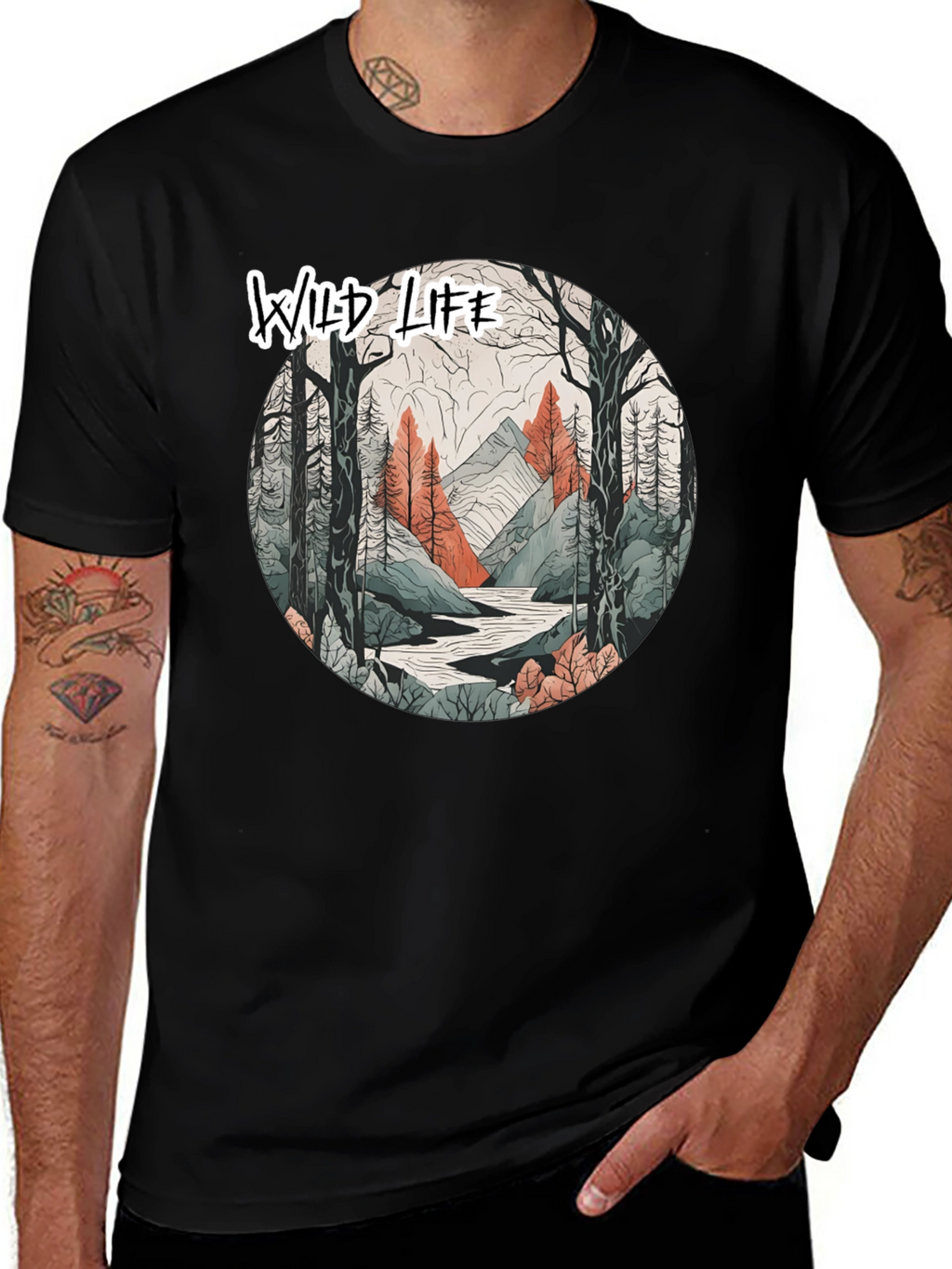 Wild Life Graphic Black T-Shirt