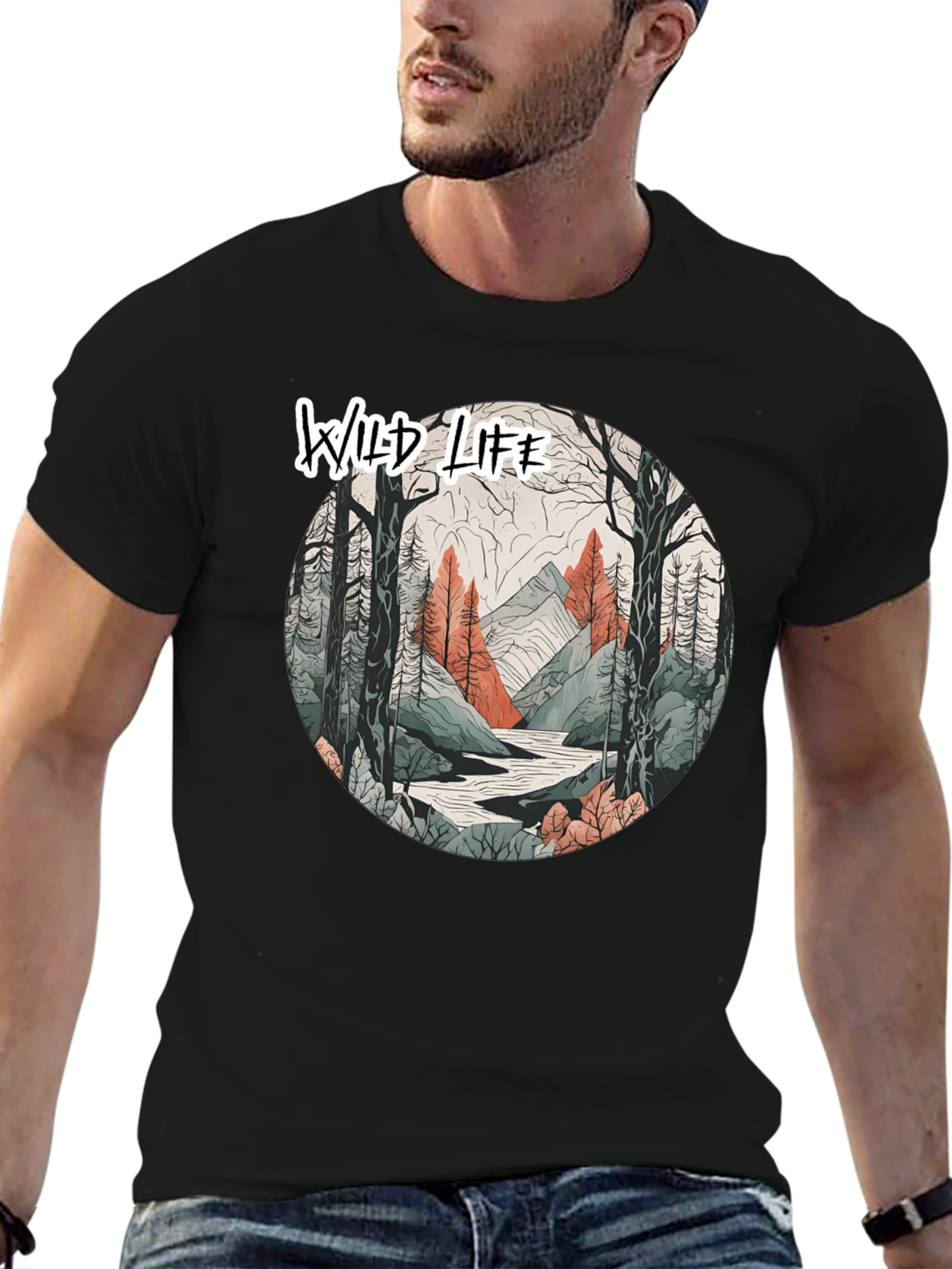 Wild Life Graphic Black T-Shirt