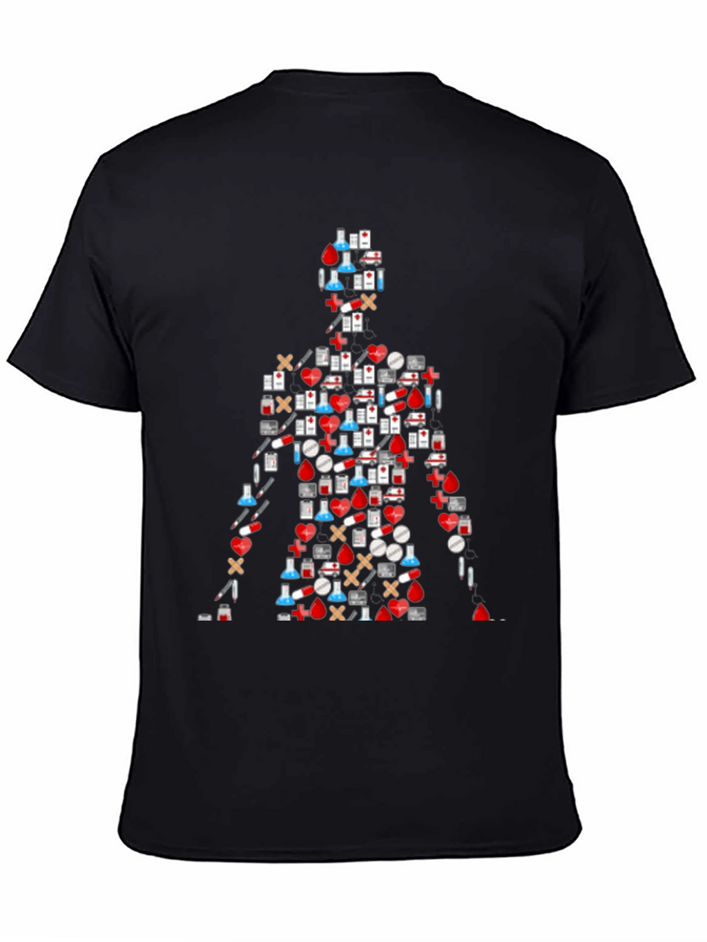 Medical Symbol Graphic T-Shirt - Black Casual Tee