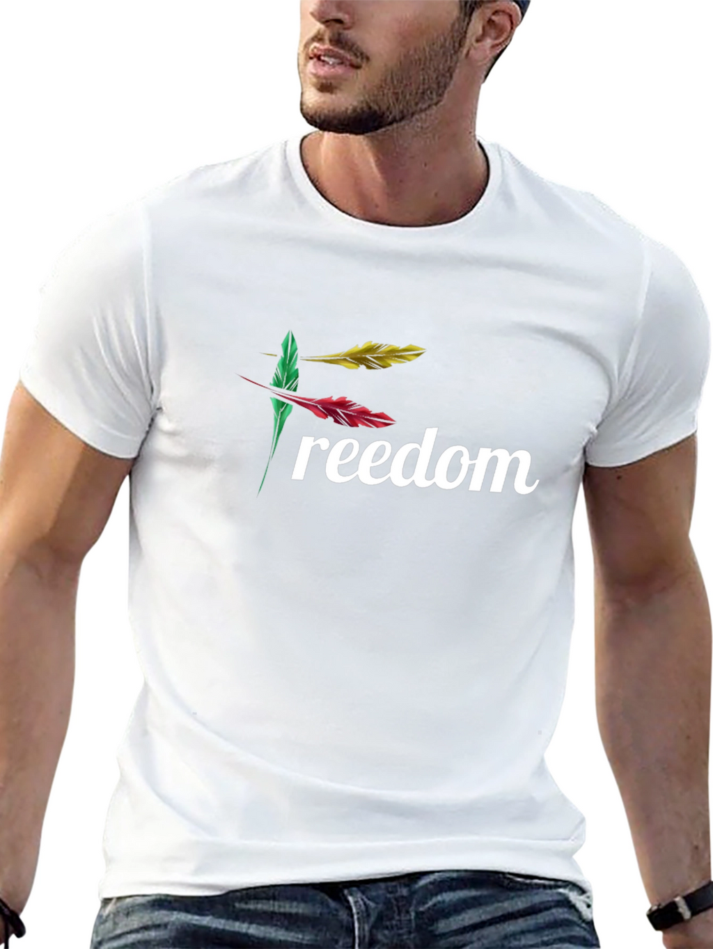 Freedom Feather Graphic Black T-Shirt