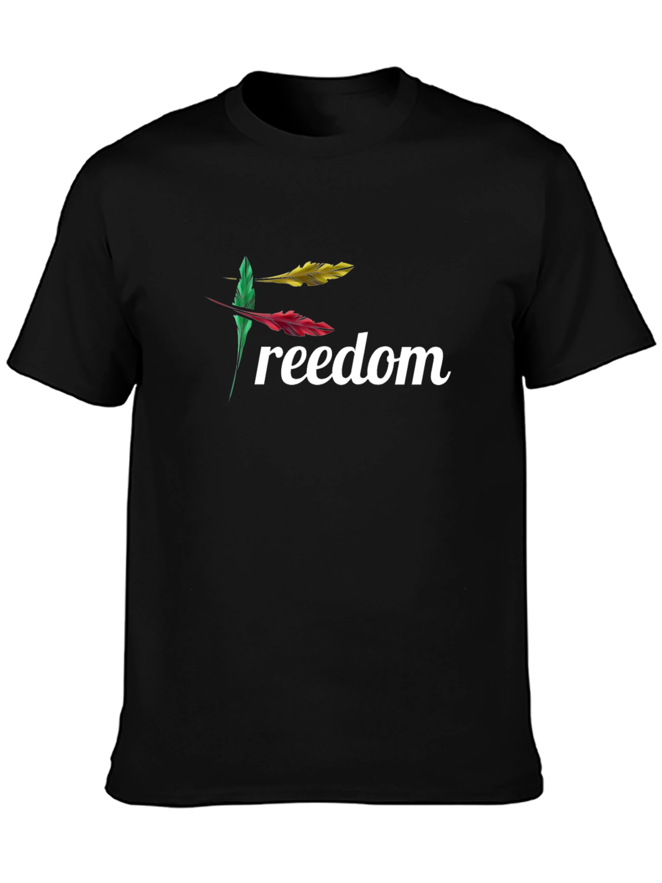 Freedom Feather Graphic Black T-Shirt
