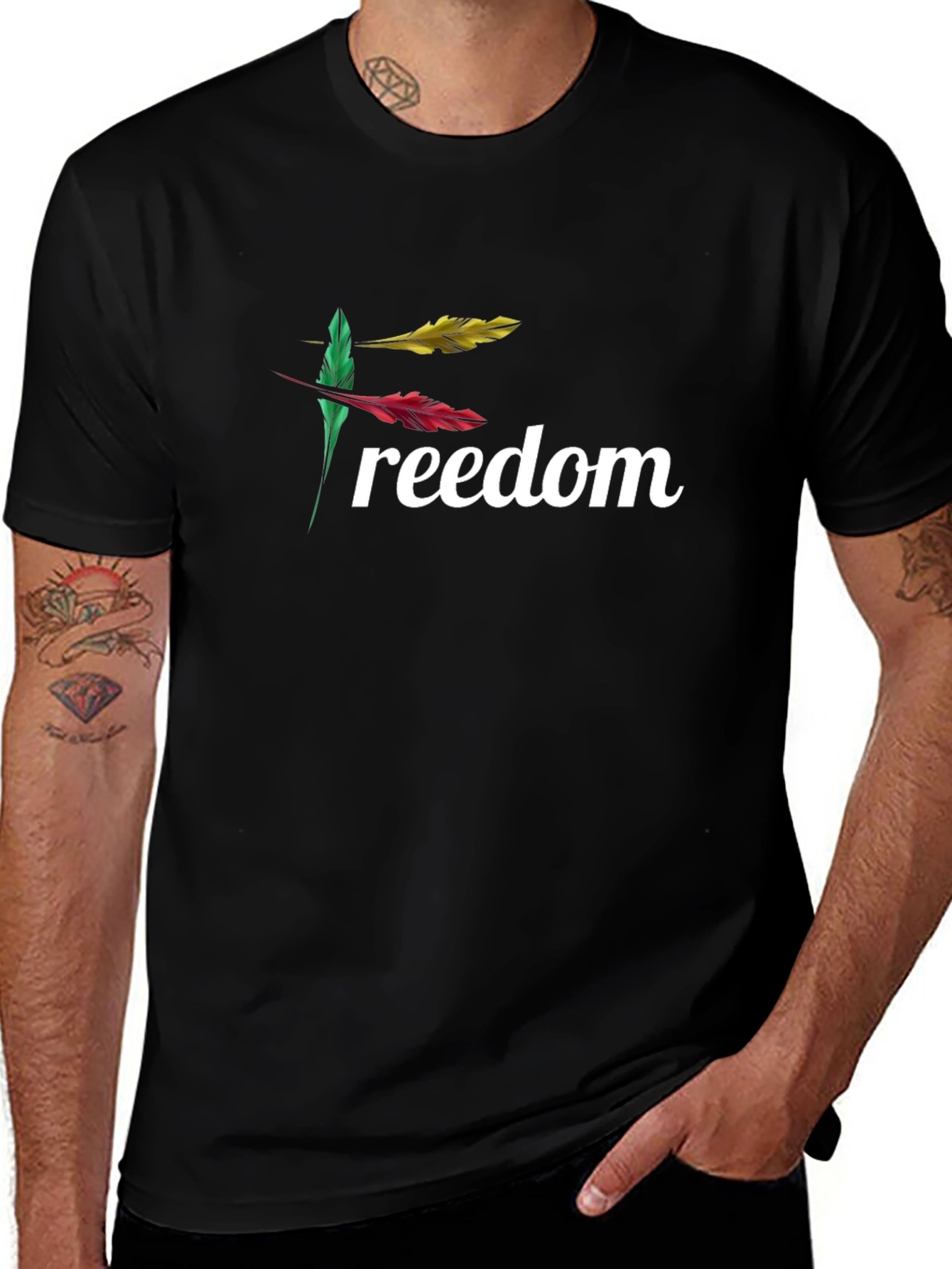 Freedom Feather Graphic Black T-Shirt