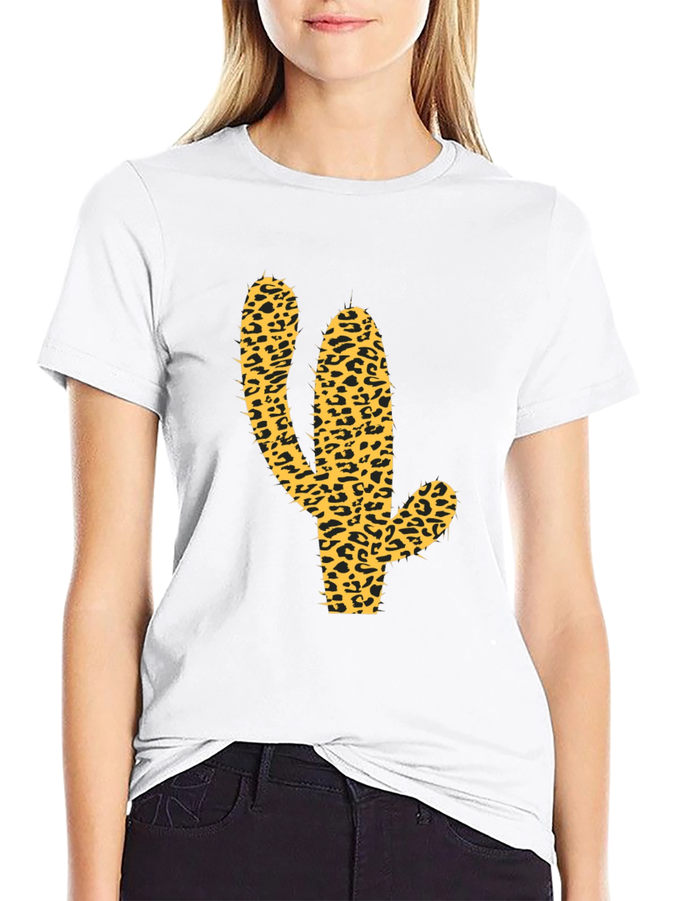 Leopard Cactus Graphic Tee - Western Style