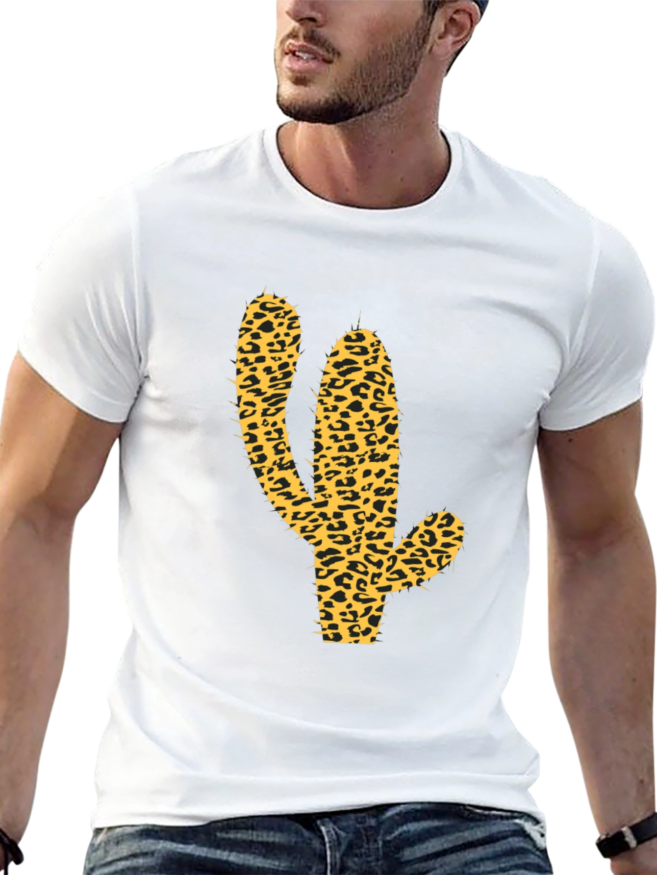 Leopard Cactus Graphic Tee - Western Style