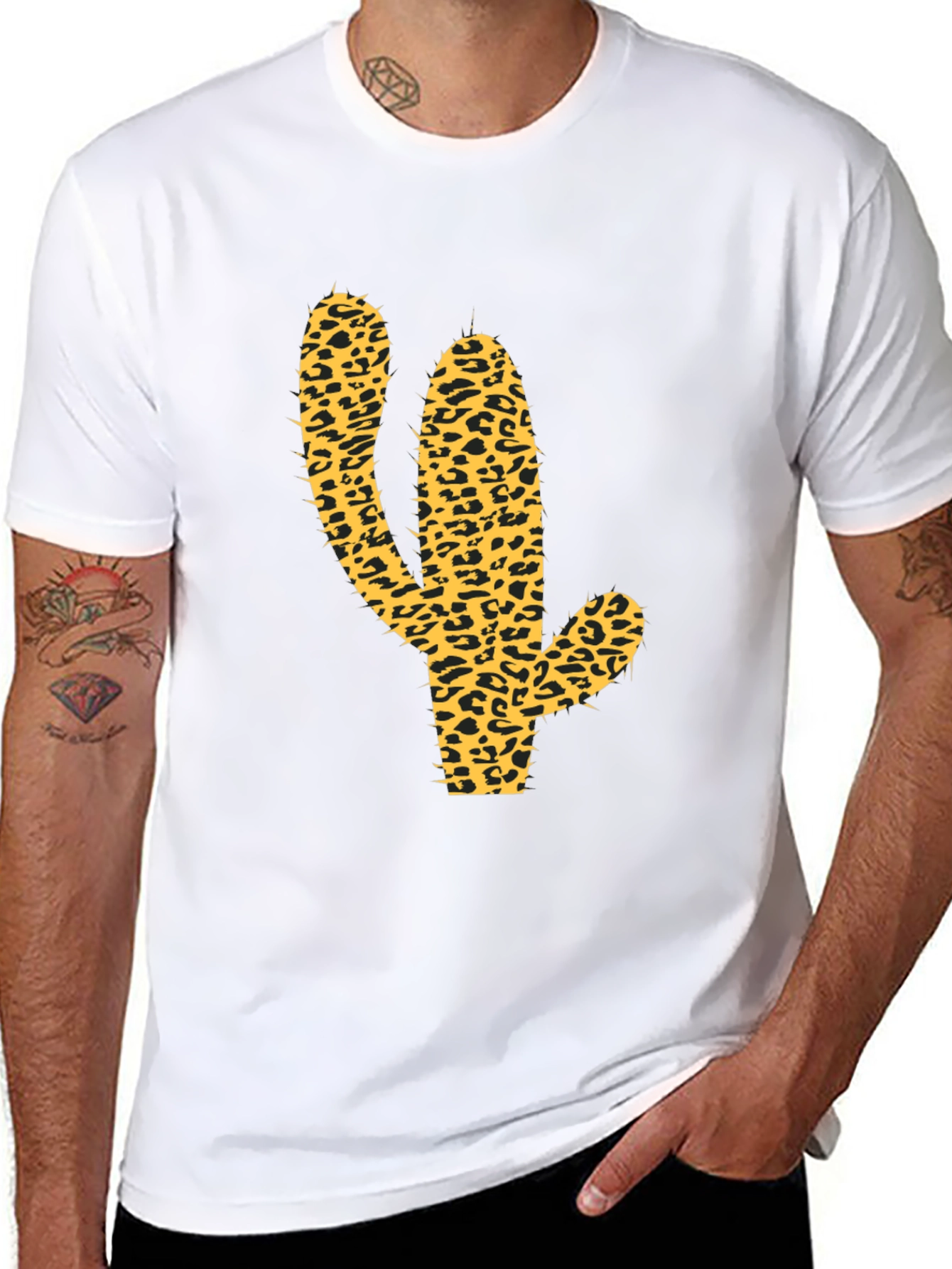 Leopard Cactus Graphic Tee - Western Style