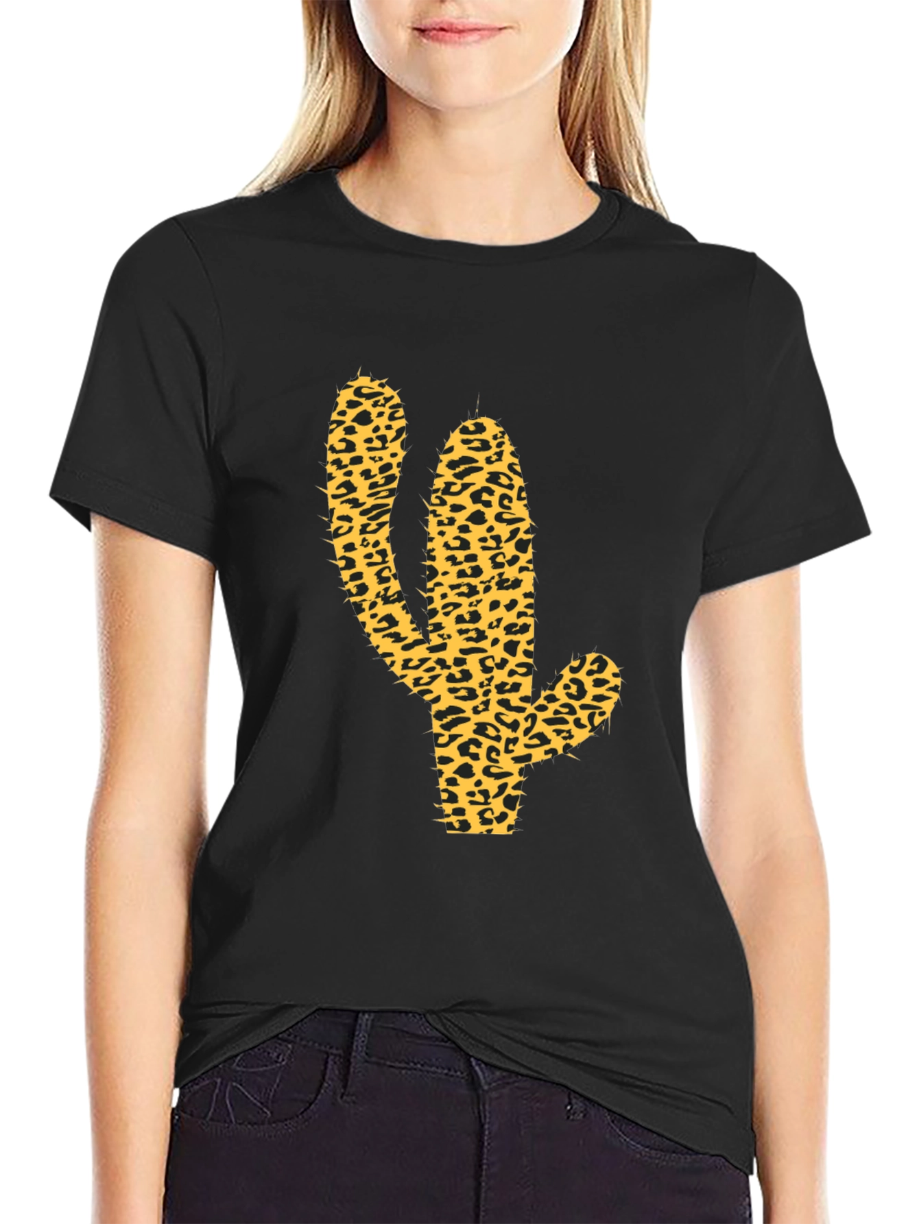 Leopard Cactus Graphic Tee - Western Style