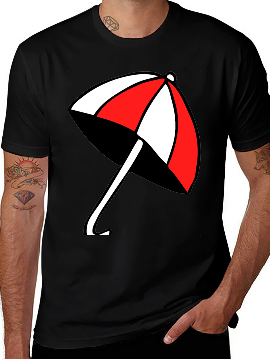 Umbrella Graphic T-Shirt - Casual Black Tee