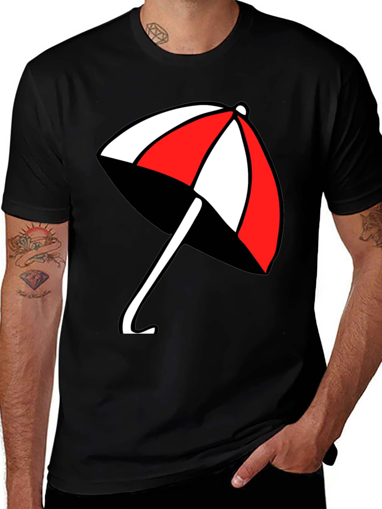 Umbrella Graphic T-Shirt - Casual Black Tee
