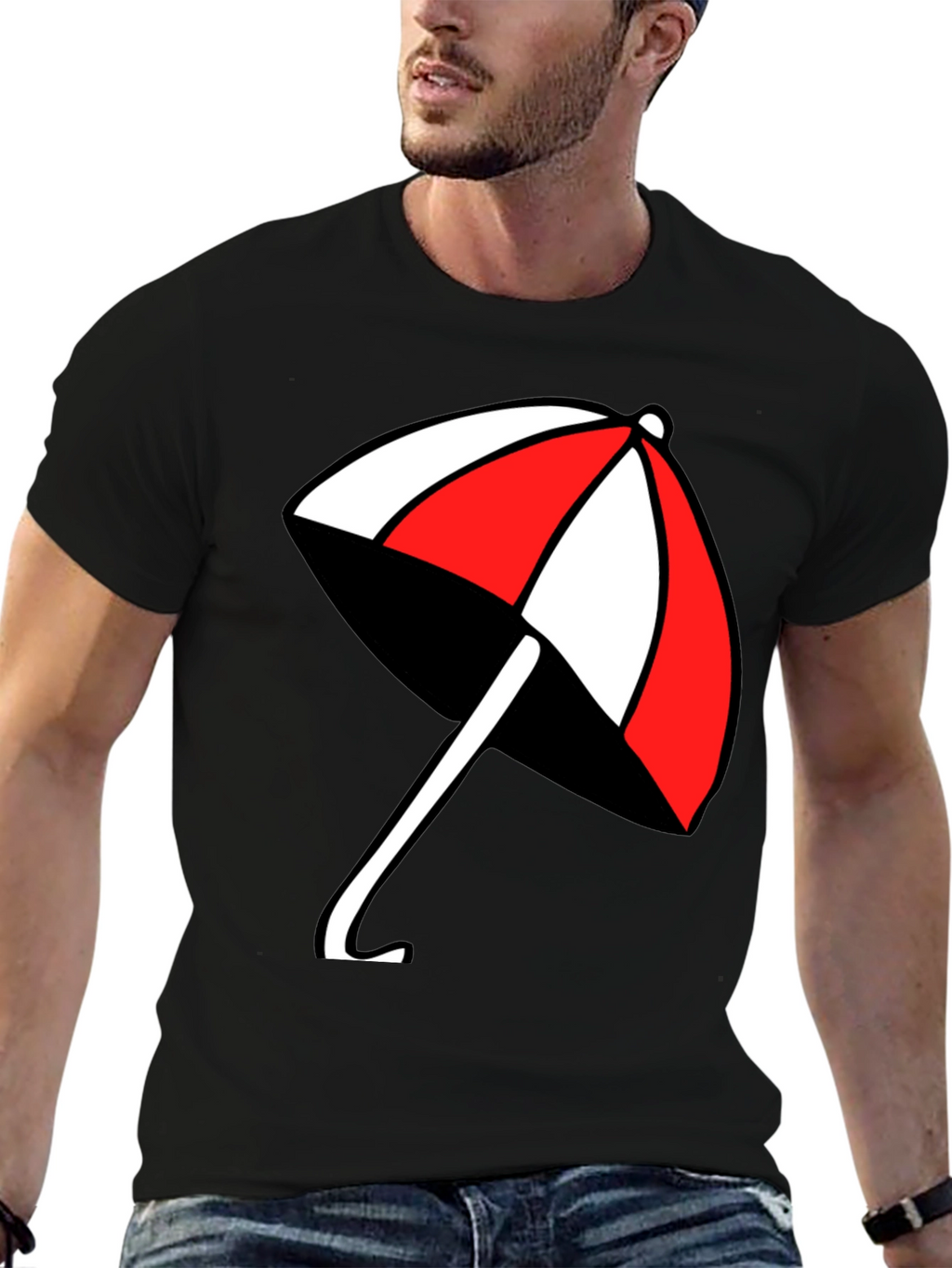 Umbrella Graphic T-Shirt - Casual Black Tee