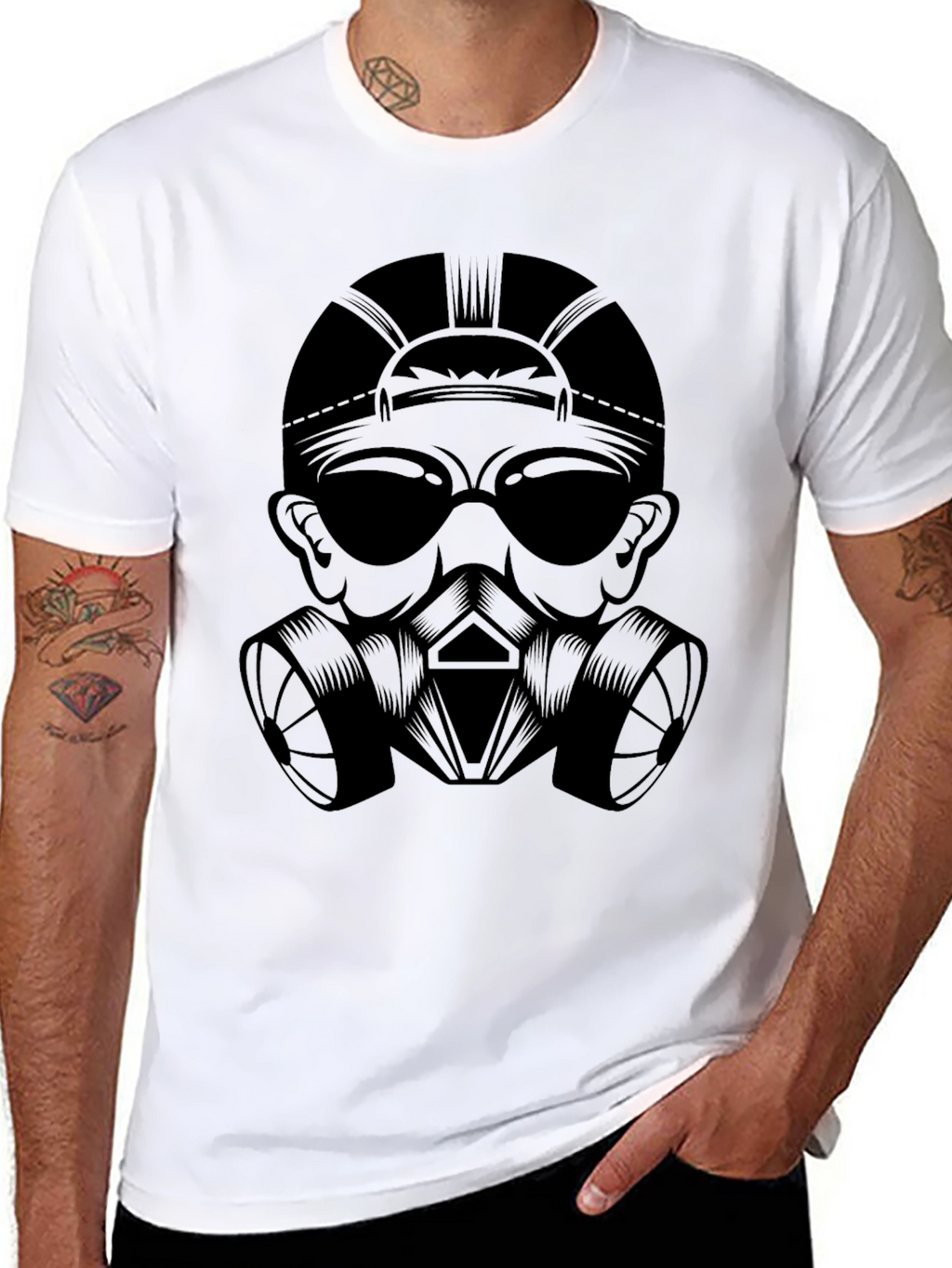 Gas Mask Graphic Tee - Black Crew Neck T-Shirt