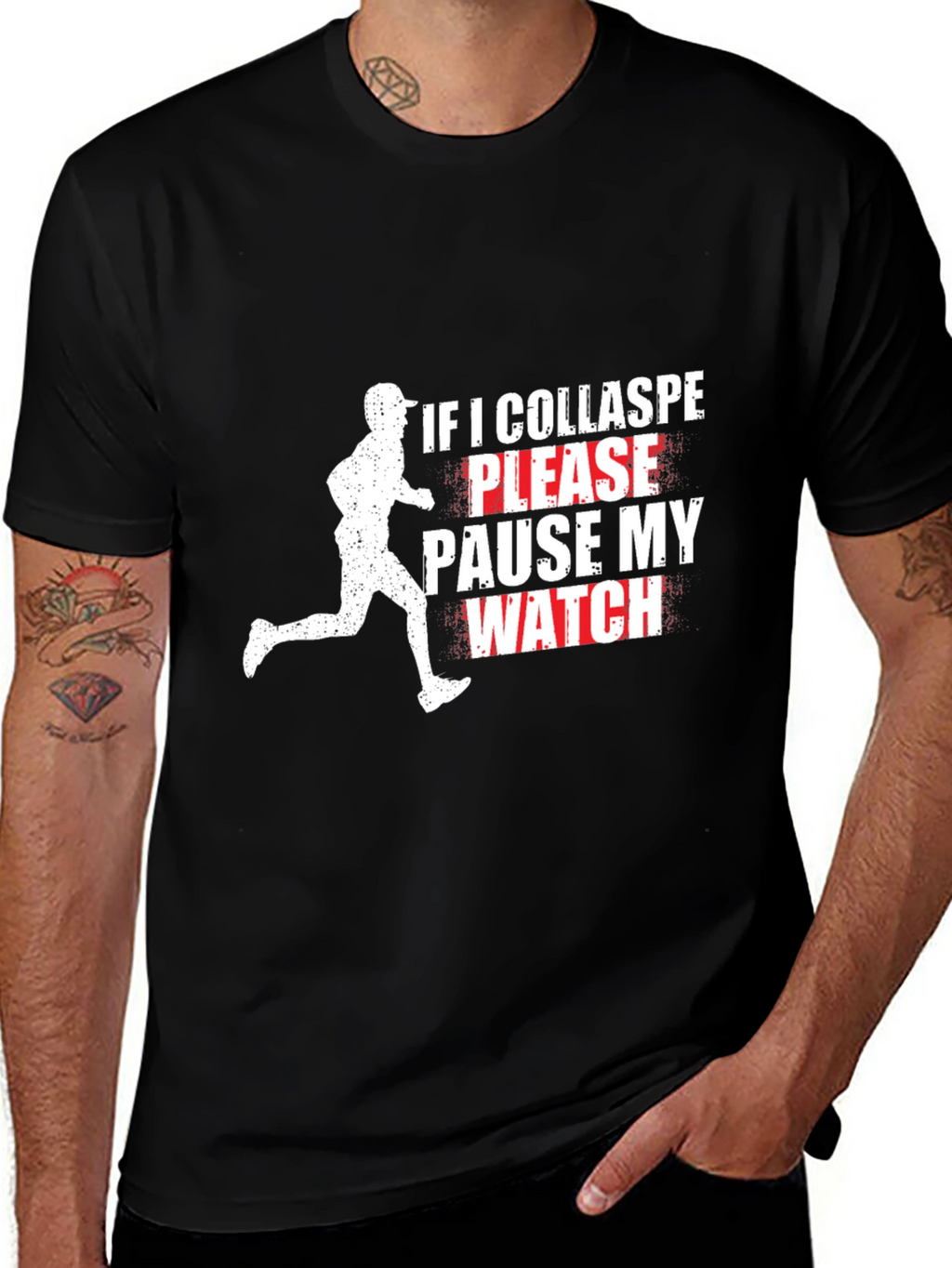 Funny Runner T-Shirt: Pause My Watch Black Tee
