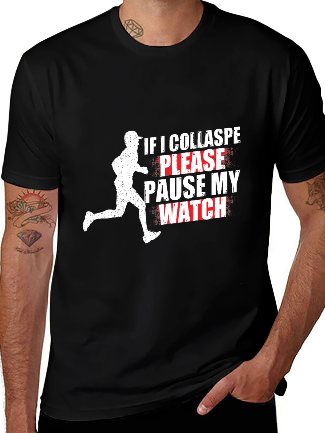 Funny Runner T-Shirt: Pause My Watch Black Tee