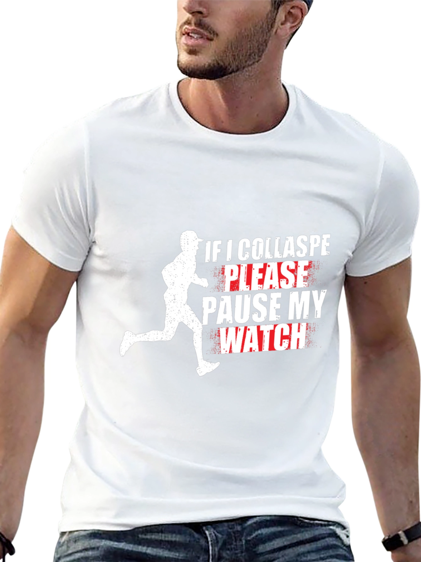 Funny Runner T-Shirt: Pause My Watch Black Tee