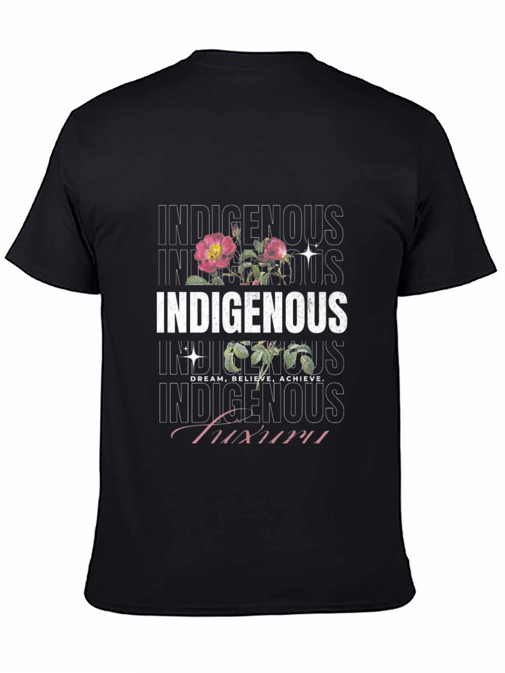 Indigenous Floral Print Black T-Shirt