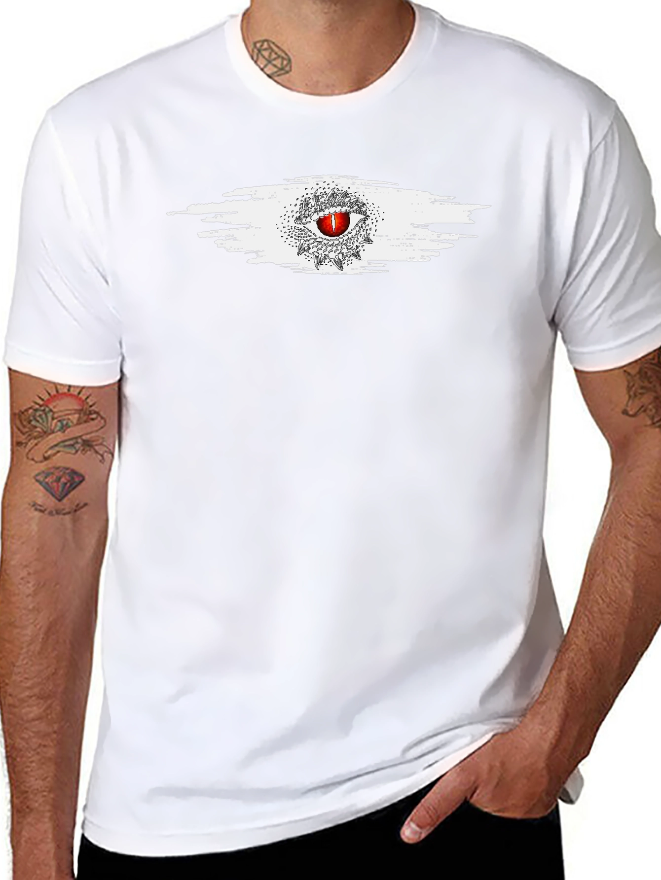 Eye Graphic T-Shirt - Mens Black Crew Neck Tee