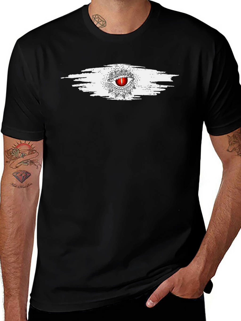 Eye Graphic T-Shirt - Mens Black Crew Neck Tee