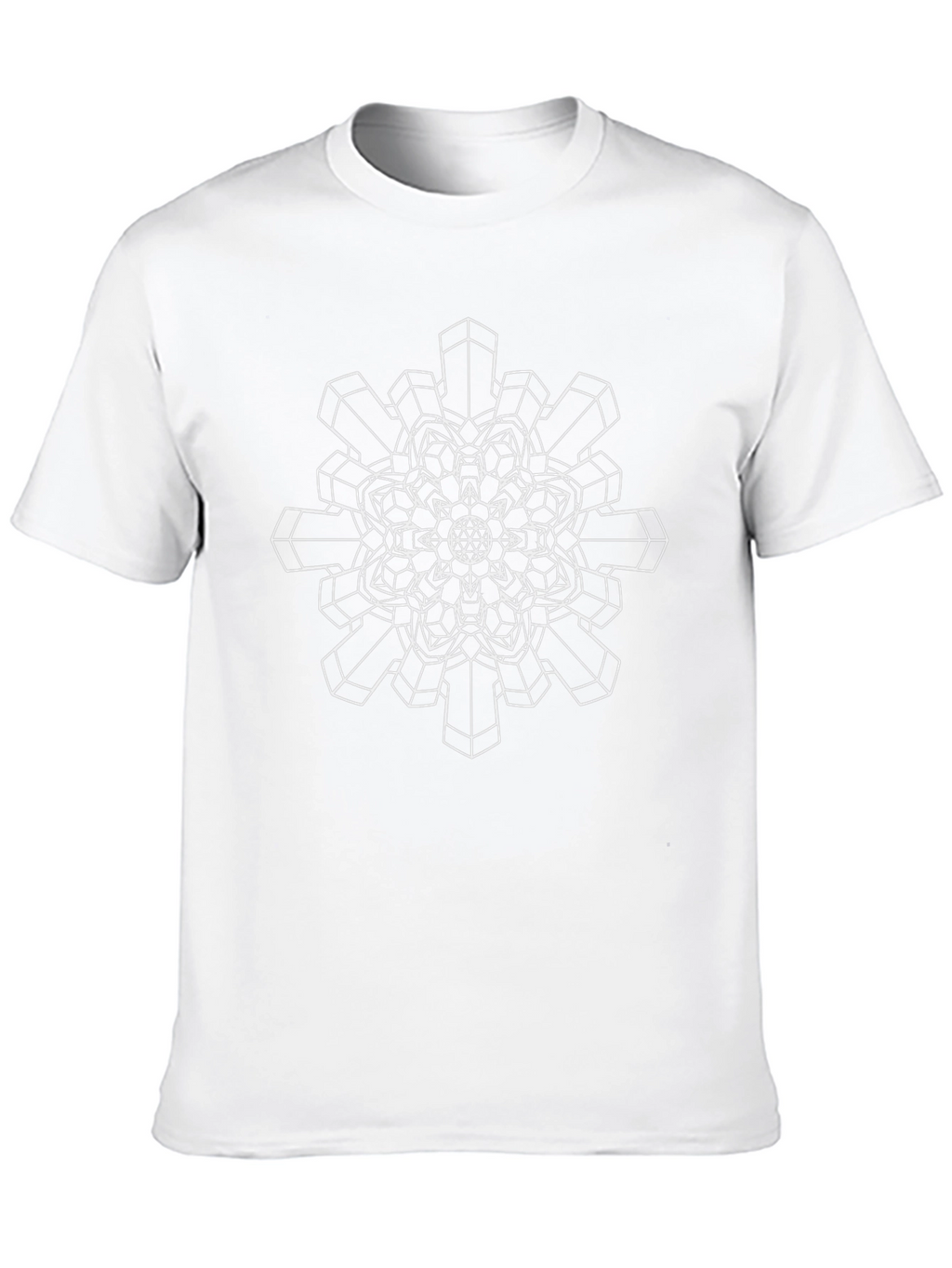 Geometric Snowflake Graphic Tee - Black Cotton