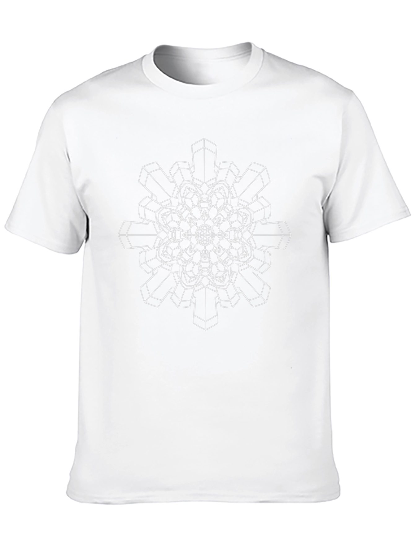 Geometric Snowflake Graphic Tee - Black Cotton