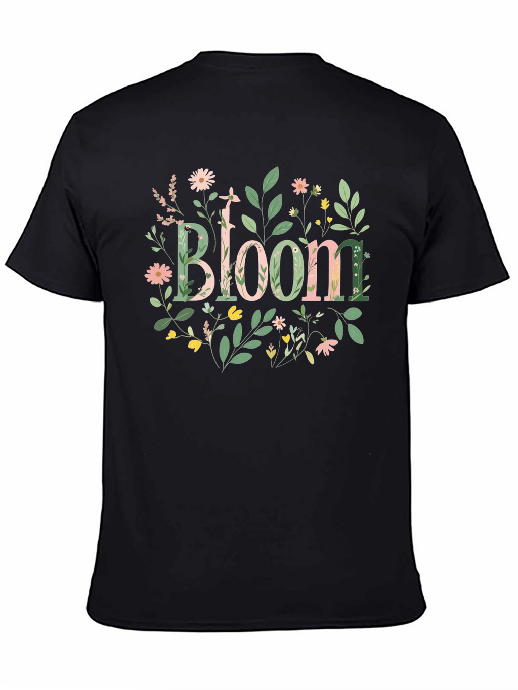 Floral Bloom Graphic Black T-Shirt