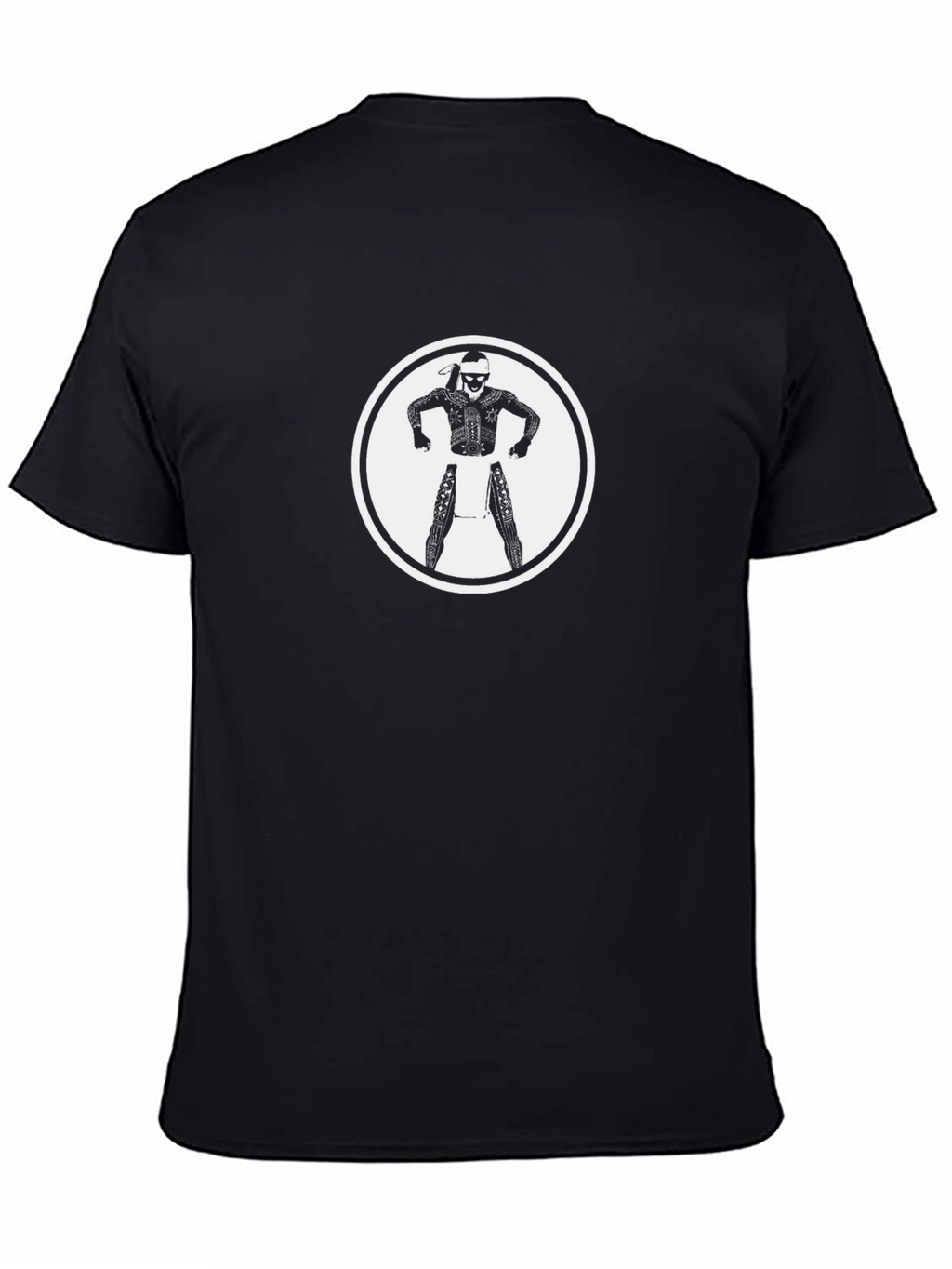 Black Graphic Tee with Warrior Design