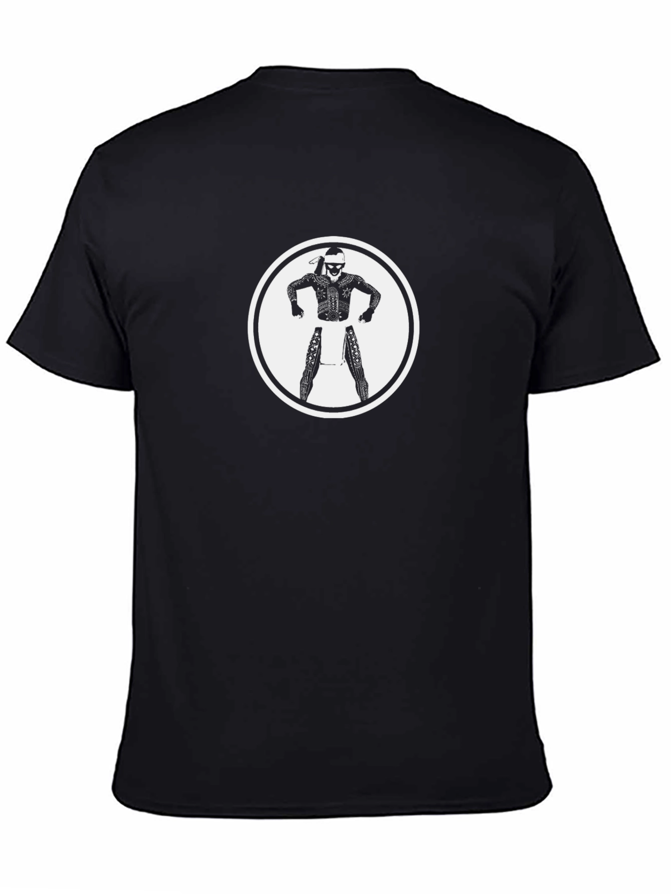 Black Graphic Tee with Warrior Design